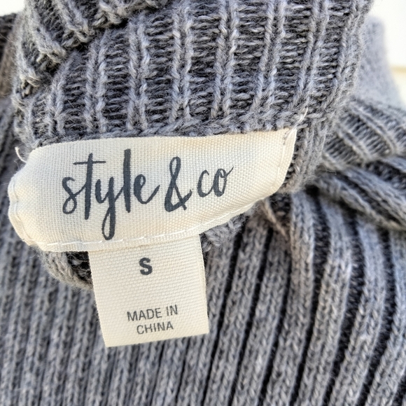 Style & Co Cozy Gray Ribbed Knit Sweater Lace-Up Sides Sz S - Hat included! 🎁 - Picture 4 of 7